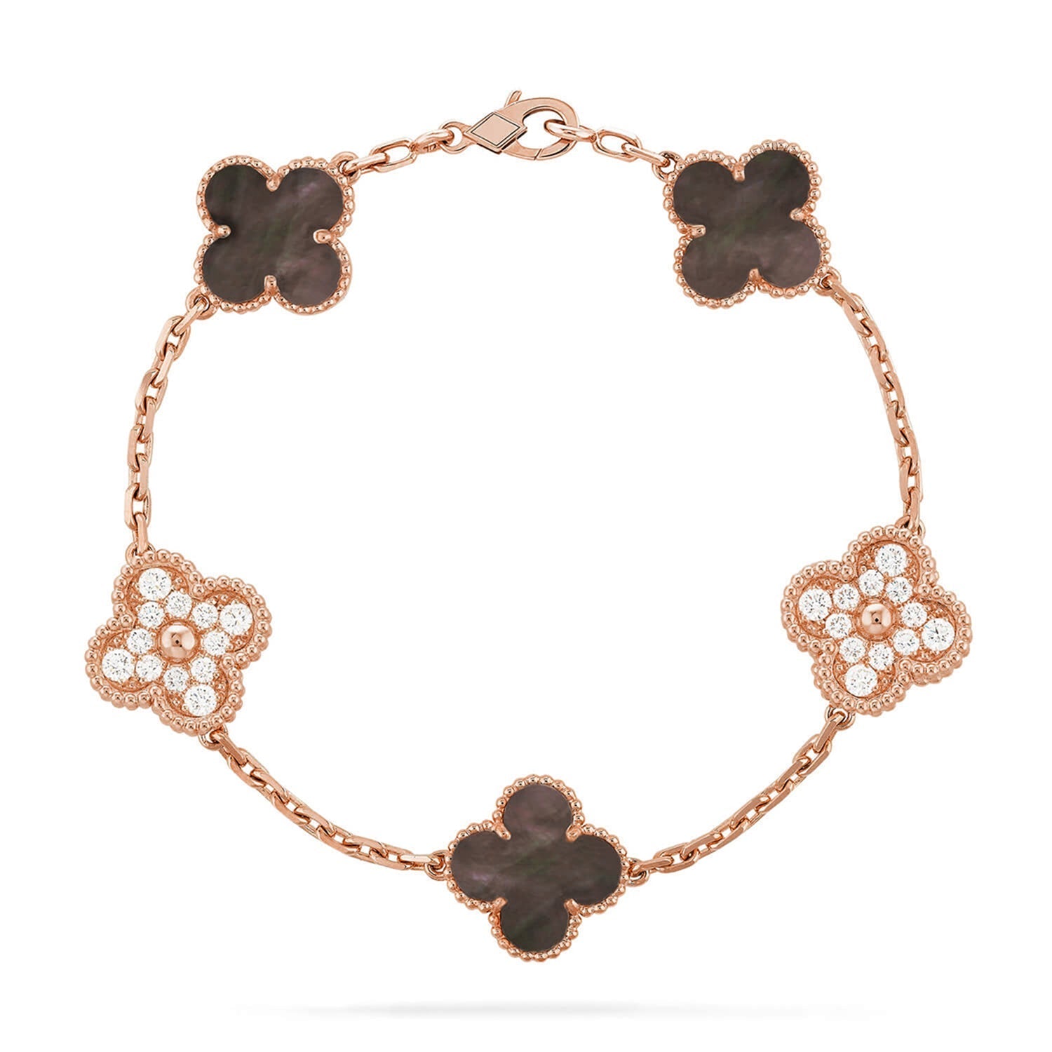 [LUXE JEWELRY] CLOVER 5 MOTIF GRAY MOP BRACELET COLLECTION