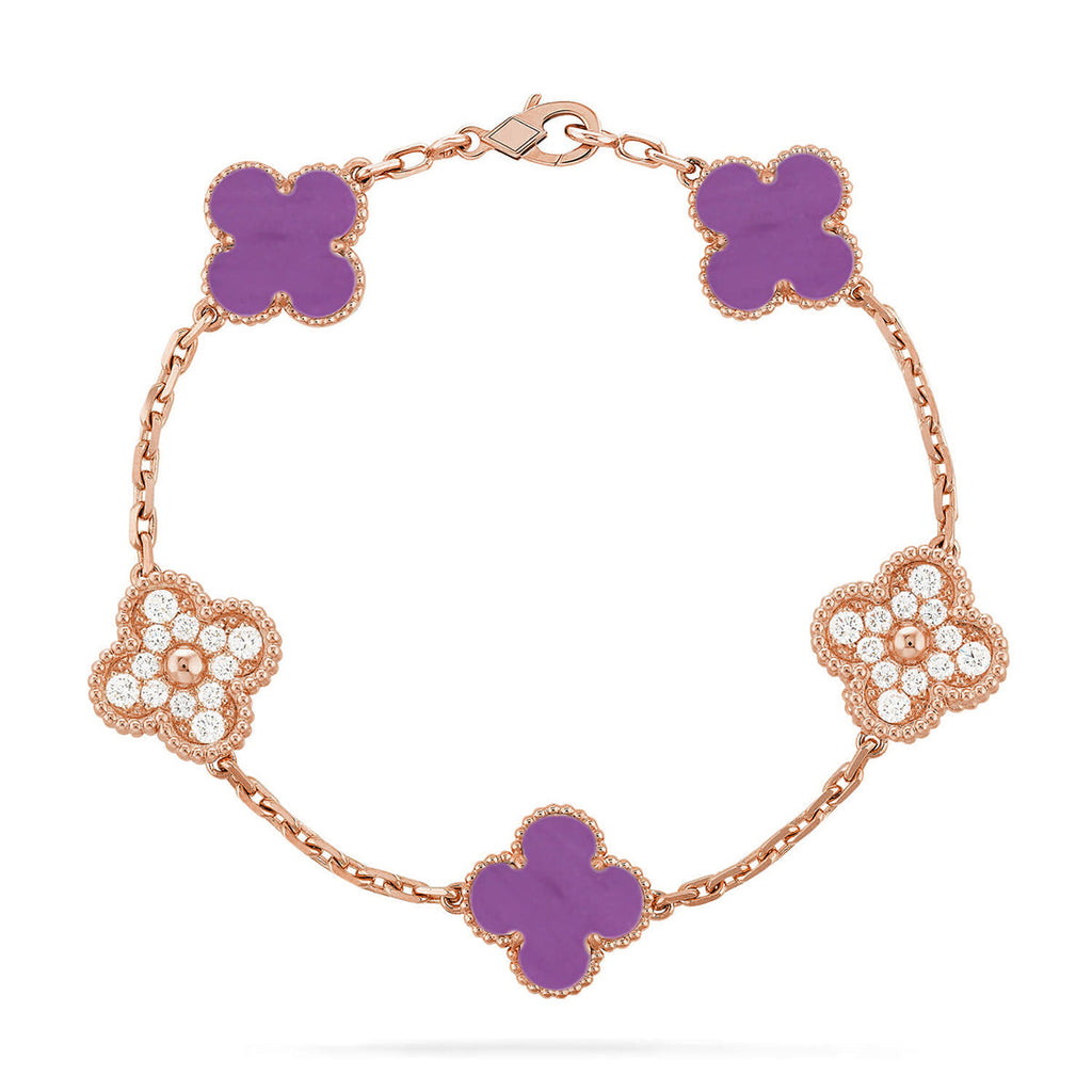 [LUXE JEWELRY] CLOVER 5 MOTIF VIOLET BRACELET COLLECTION