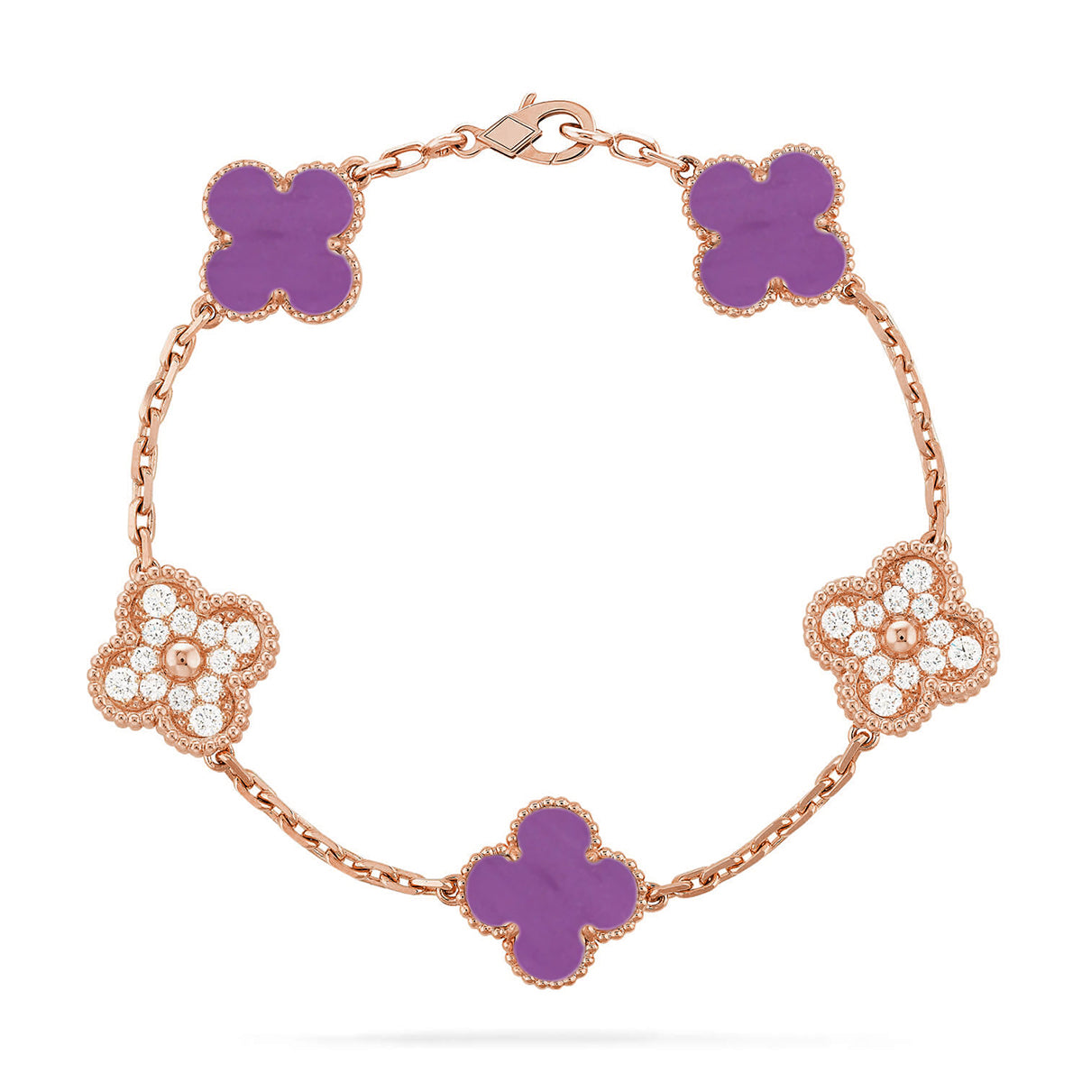 [LUXE JEWELRY] CLOVER 5 MOTIF VIOLET BRACELET COLLECTION