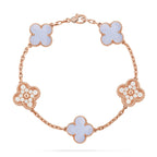 [LUXE JEWELRY] CLOVER 5 MOTIF PURPLE CHALCEDONY BRACELET COLLECTION