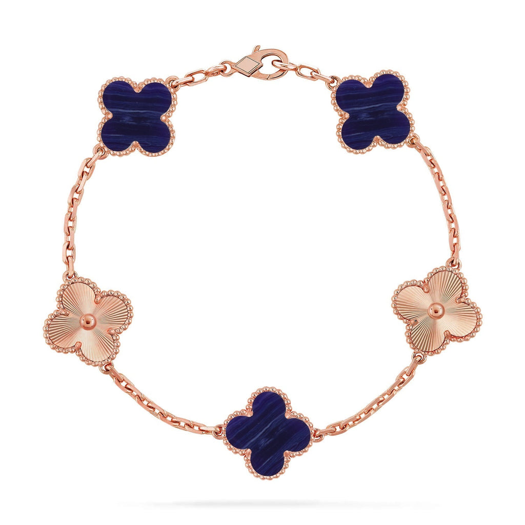 [LUXE JEWELRY]CLOVER 5 MOTIF PURPLE STRIPES BRACELET COLLECTION