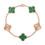 [LUXE JEWELRY] CLOVER 5 MOTIF MALACHITE BRACELET COLLECTION
