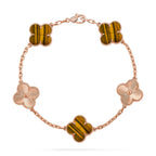 [LUXE JEWELRY] CLOVER 5 MOTIFS TIGER EYE BRACELET COLLECTION