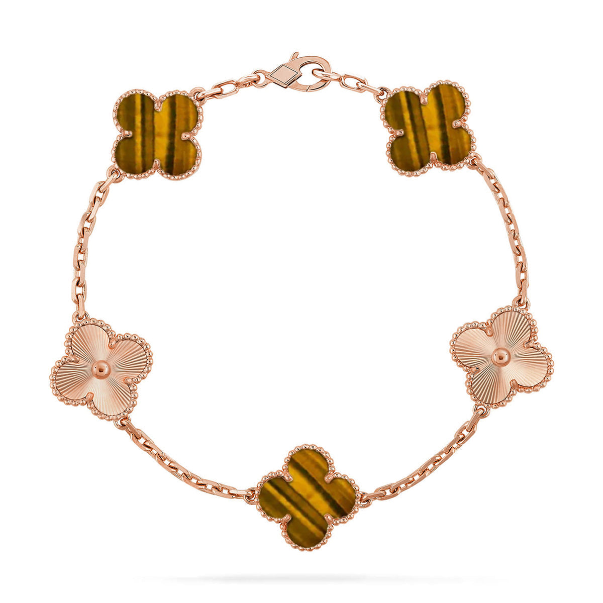 [LUXE JEWELRY] CLOVER 5 MOTIFS TIGER EYE BRACELET COLLECTION