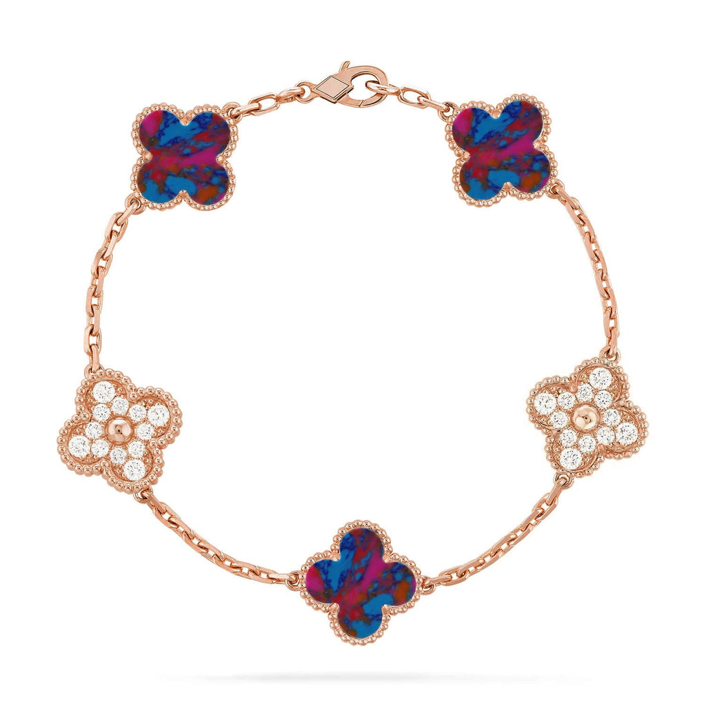 [LUXE JEWELRY]CLOVER 5 MOTIF COLOR GEMSTONES BRACELET COLLECTION