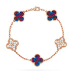 [LUXE JEWELRY]CLOVER 5 MOTIF COLOR GEMSTONES BRACELET COLLECTION