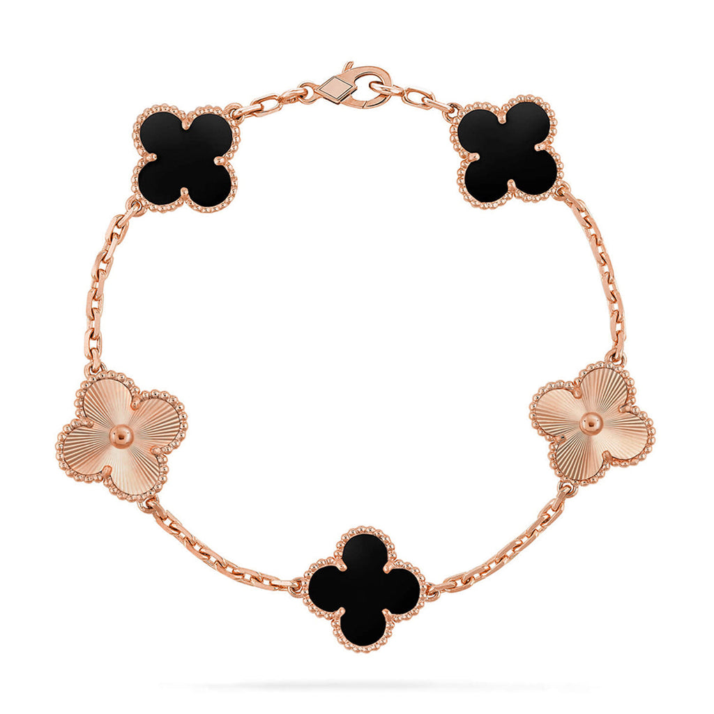 [LUXE JEWELRY] CLOVER 5 MOTIF ONYXS BRACELET COLLECTION