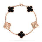 [LUXE JEWELRY] CLOVER 5 MOTIF ONYXS BRACELET COLLECTION