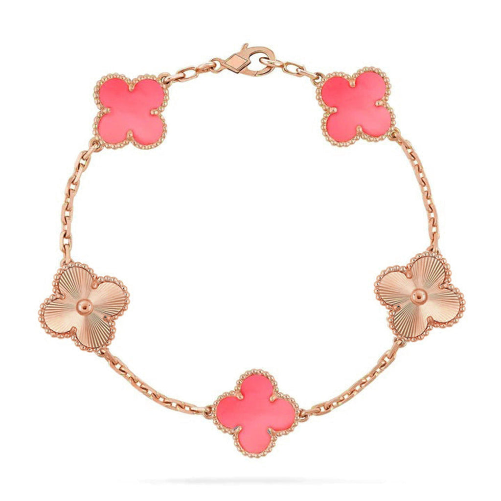 [LUXE JEWELRY] CLOVER 5 MOTIFS  PINK MOP BRACELET COLLECTION