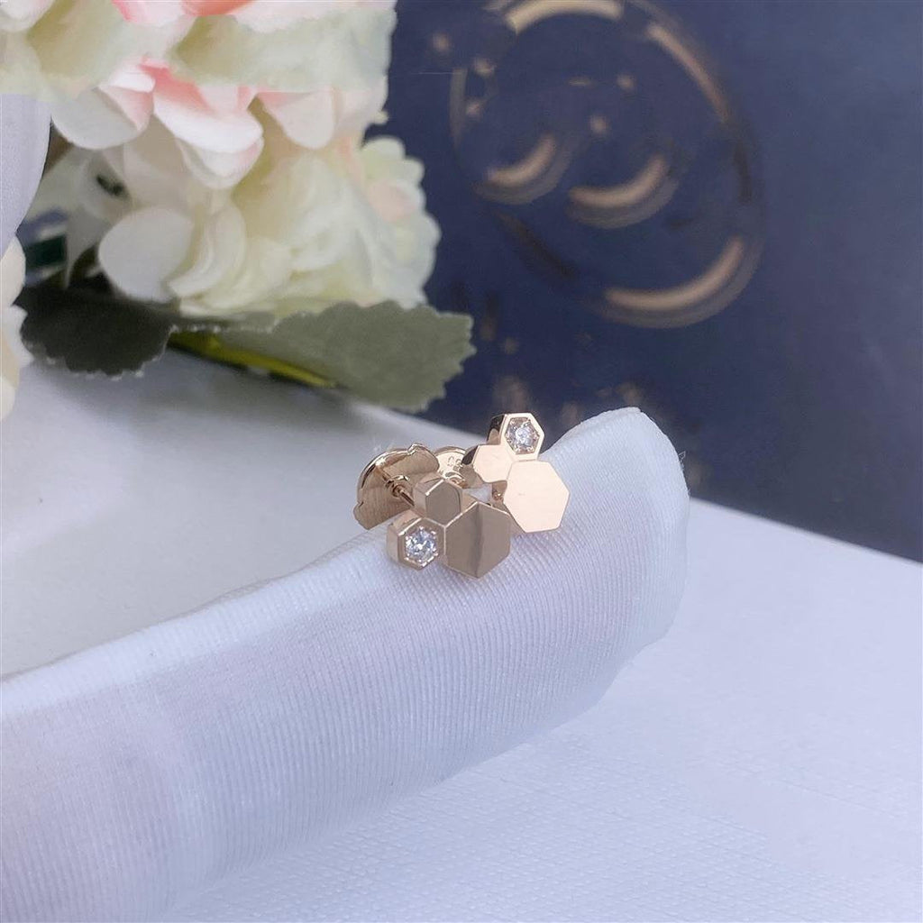 [LUXE JEWELRY]BEE LOVE PINK GOLD DIAMOND EARRINGS