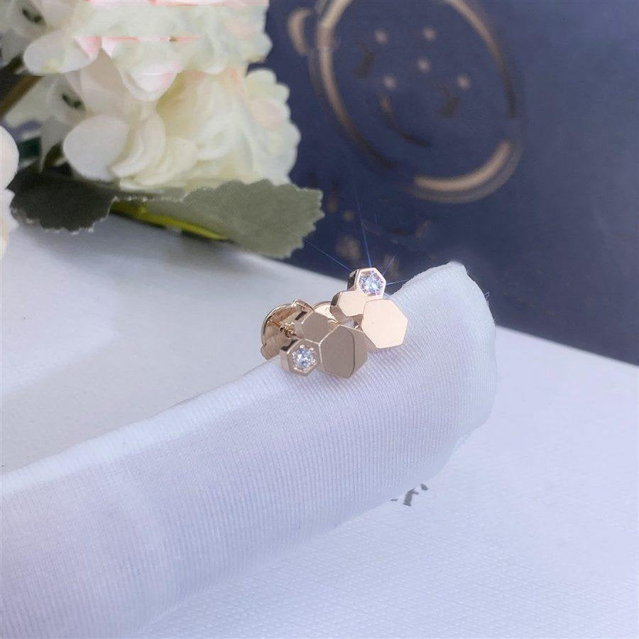 [LUXE JEWELRY]BEE LOVE PINK GOLD DIAMOND EARRINGS