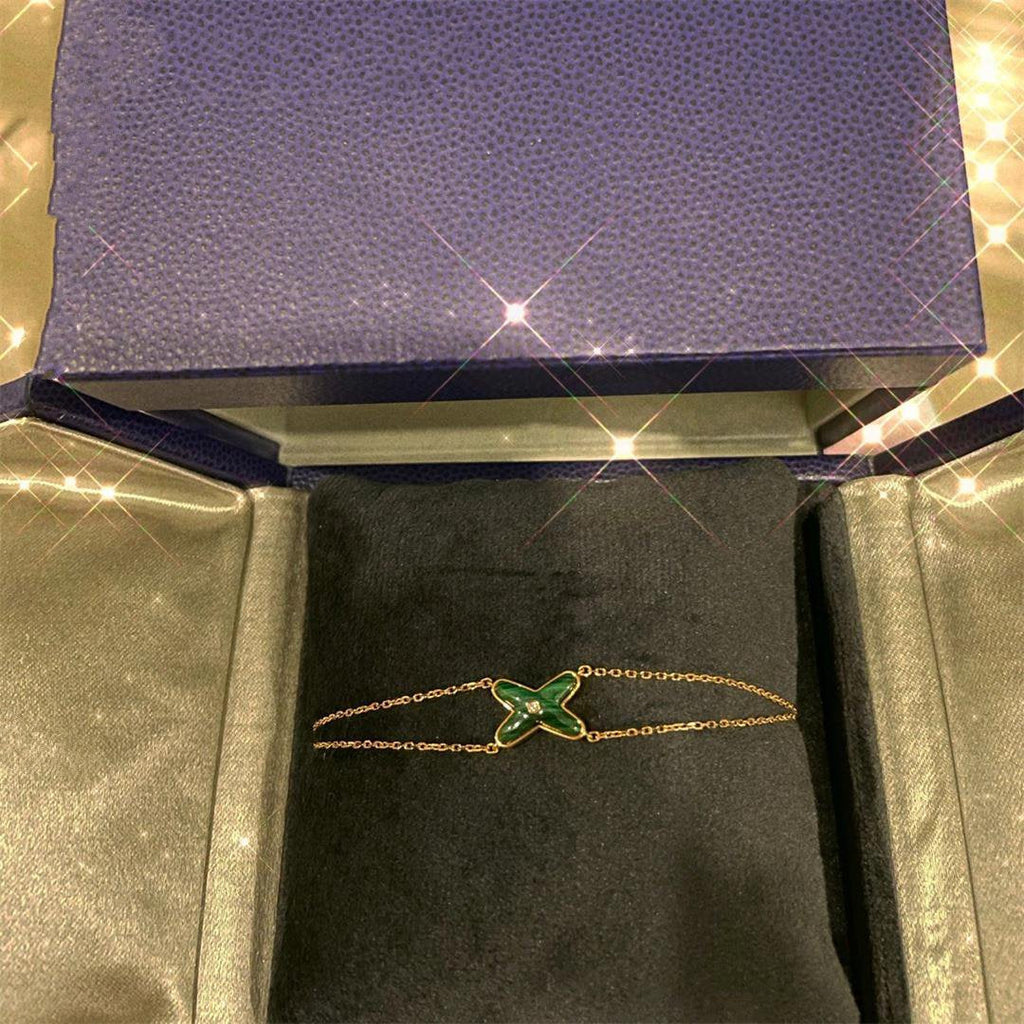 [LUXE JEWELRY]JEUX BRACELET MALACHITE PINK GOLD 1 DIAMOND