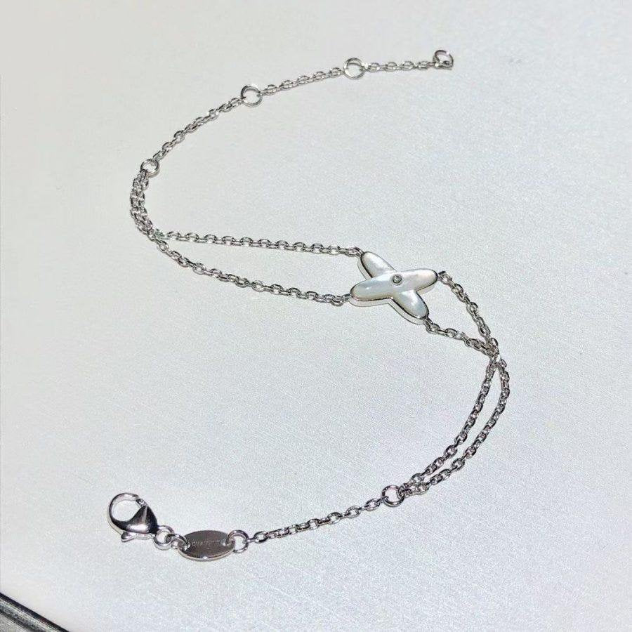 [LUXE JEWELRY]JEUX BRACELET WHITE MOP SILVER 1 DIAMOND