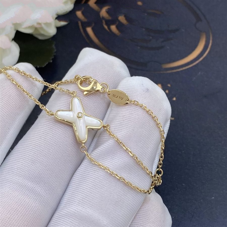 [LUXE JEWELRY]JEUX BRACELET WHITE MOP GOLD 1 DIAMOND