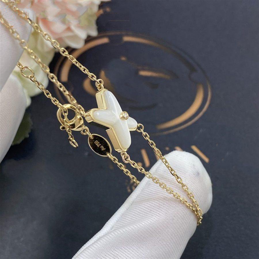 [LUXE JEWELRY]JEUX BRACELET WHITE MOP GOLD 1 DIAMOND