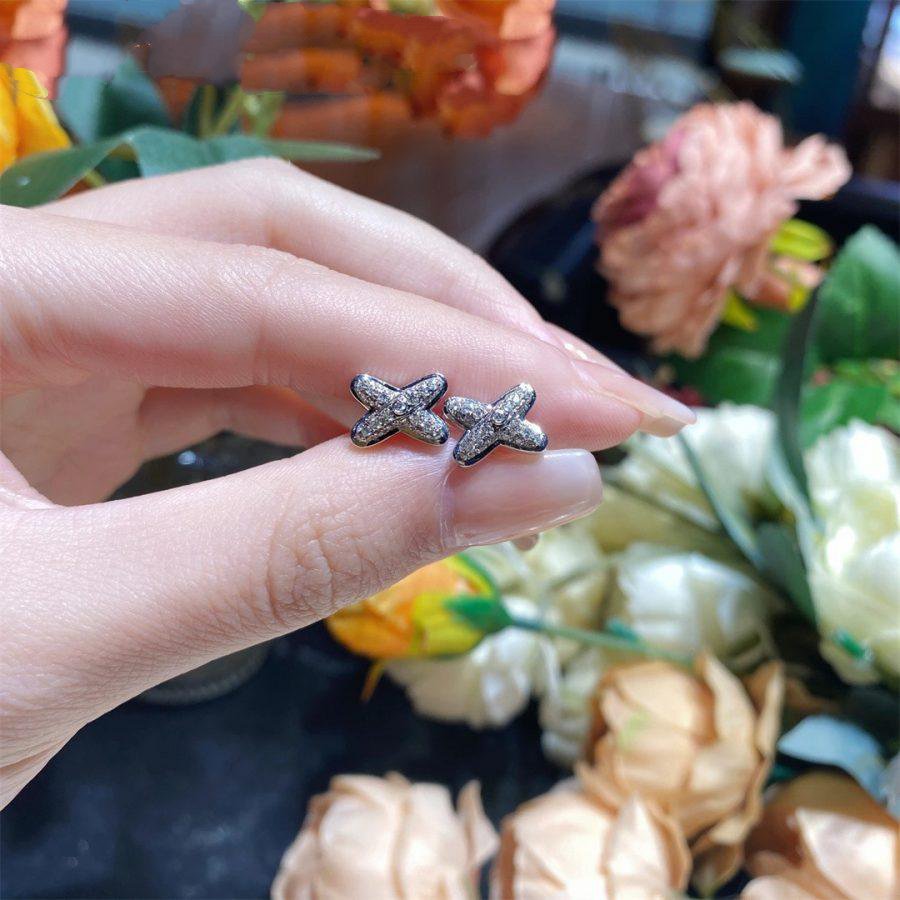 [LUXE JEWELRY]JEUX DE SILVER DIAMOND EARRINGS
