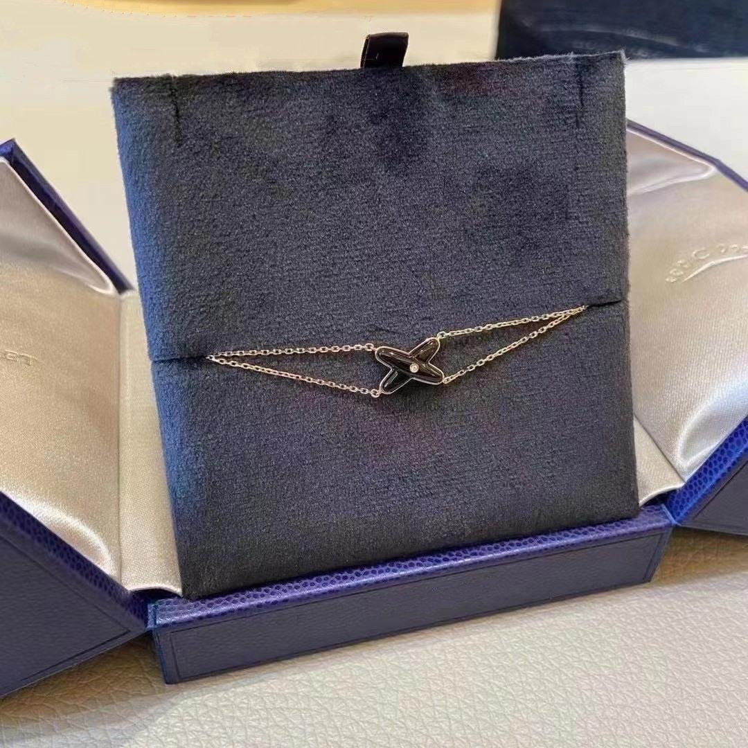 [LUXE JEWELRY]JEUX BRACELET ONYX PINK GOLD 1 DIAMOND