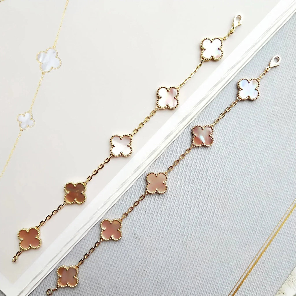 [LUXE JEWELRY] CLOVER 5 MOTIFS  PINK MOP BRACELET COLLECTION