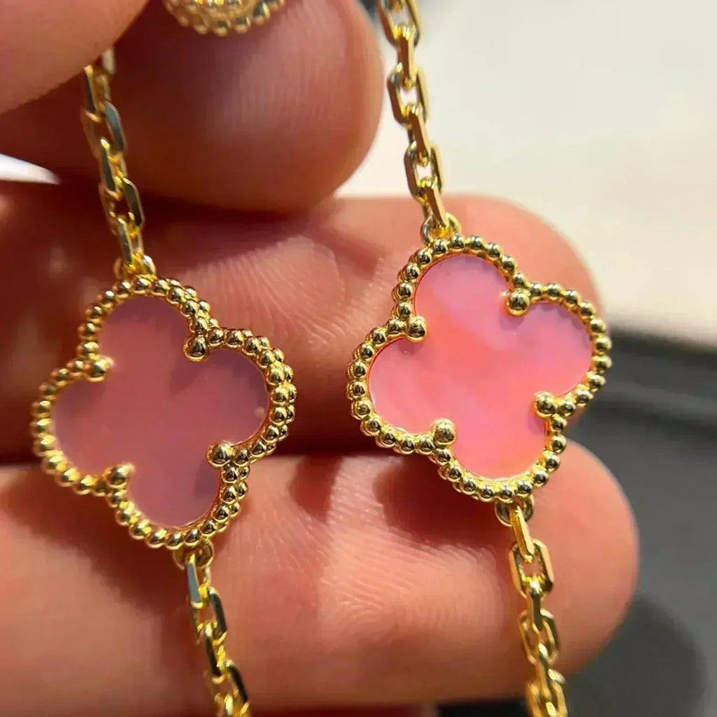 [LUXE JEWELRY] CLOVER 5 MOTIFS  PINK MOP BRACELET COLLECTION