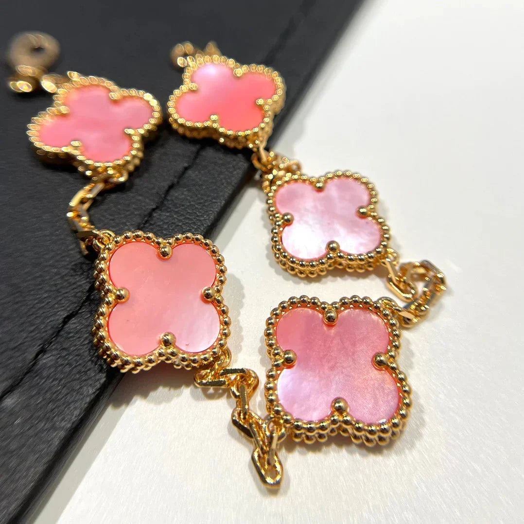 [LUXE JEWELRY] CLOVER 5 MOTIFS  PINK MOP BRACELET COLLECTION