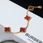[LUXE JEWELRY] CLOVER 5 MOTIF RED CORNELIAN BRACELET COLLECTION