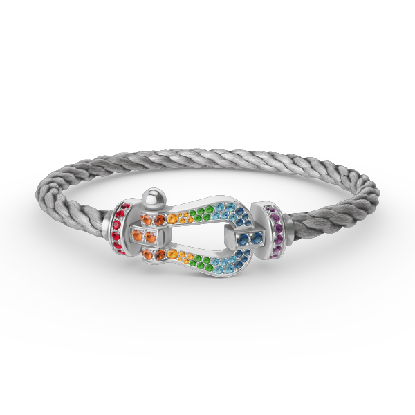 [LUXE JEWELRY]FORC LARGE HORSESHOE  COLORED DIAMOND BRACELET SILVER