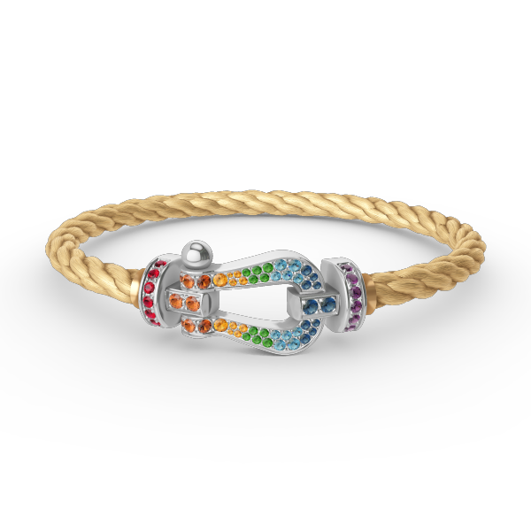 [LUXE JEWELRY]FORC LARGE HORSESHOE  COLORED DIAMOND BRACELET SILVER