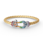 [LUXE JEWELRY]FORC LARGE HORSESHOE  COLORED DIAMOND BRACELET SILVER