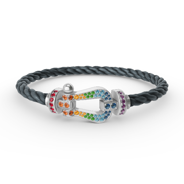 [LUXE JEWELRY]FORC LARGE HORSESHOE  COLORED DIAMOND BRACELET SILVER
