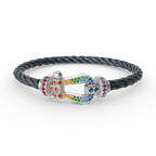 [LUXE JEWELRY]FORC LARGE HORSESHOE  COLORED DIAMOND BRACELET SILVER