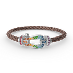 [LUXE JEWELRY]FORC LARGE HORSESHOE  COLORED DIAMOND BRACELET SILVER