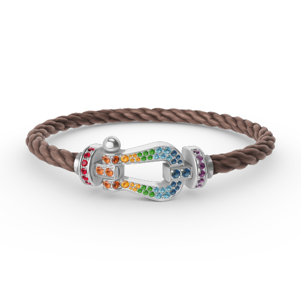 [LUXE JEWELRY]FORC LARGE HORSESHOE  COLORED DIAMOND BRACELET SILVER