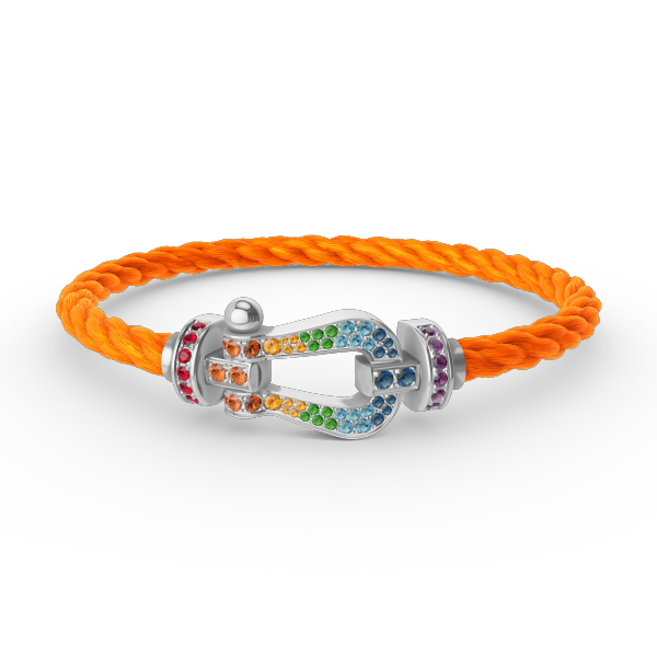 [LUXE JEWELRY]FORC LARGE HORSESHOE  COLORED DIAMOND BRACELET SILVER