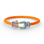 [LUXE JEWELRY]FORC LARGE HORSESHOE  COLORED DIAMOND BRACELET SILVER