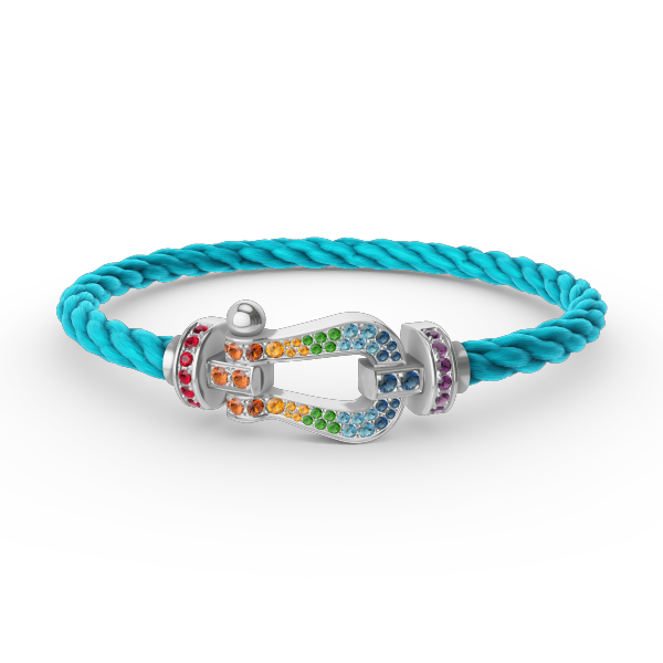 [LUXE JEWELRY]FORC LARGE HORSESHOE  COLORED DIAMOND BRACELET SILVER