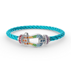 [LUXE JEWELRY]FORC LARGE HORSESHOE  COLORED DIAMOND BRACELET SILVER