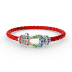 [LUXE JEWELRY]FORC LARGE HORSESHOE  COLORED DIAMOND BRACELET SILVER