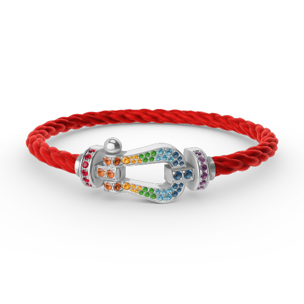 [LUXE JEWELRY]FORC LARGE HORSESHOE  COLORED DIAMOND BRACELET SILVER