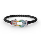 [LUXE JEWELRY]FORC LARGE HORSESHOE  COLORED DIAMOND BRACELET SILVER