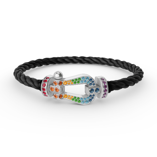 [LUXE JEWELRY]FORC LARGE HORSESHOE  COLORED DIAMOND BRACELET SILVER