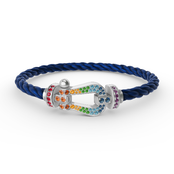 [LUXE JEWELRY]FORC LARGE HORSESHOE  COLORED DIAMOND BRACELET SILVER