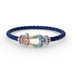 [LUXE JEWELRY]FORC LARGE HORSESHOE  COLORED DIAMOND BRACELET SILVER