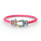 [LUXE JEWELRY]FORC LARGE HORSESHOE  COLORED DIAMOND BRACELET SILVER