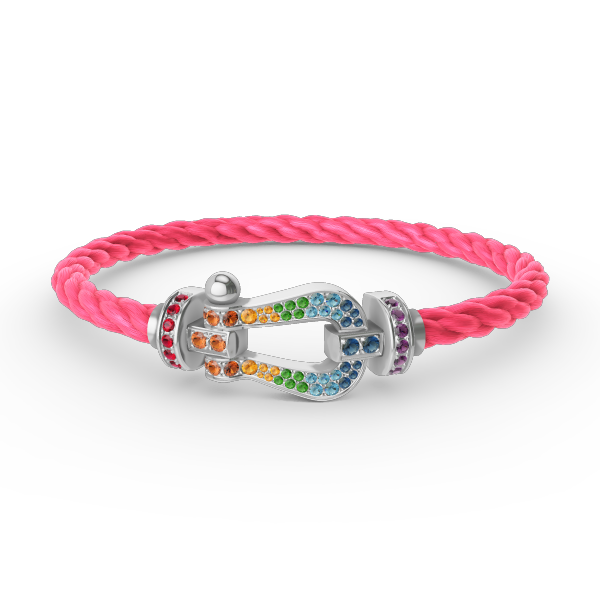 [LUXE JEWELRY]FORC LARGE HORSESHOE  COLORED DIAMOND BRACELET SILVER