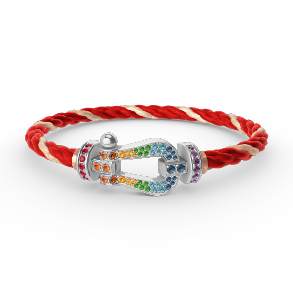 [LUXE JEWELRY]FORC LARGE HORSESHOE  COLORED DIAMOND BRACELET SILVER