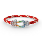 [LUXE JEWELRY]FORC LARGE HORSESHOE  COLORED DIAMOND BRACELET SILVER