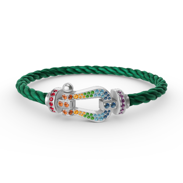 [LUXE JEWELRY]FORC LARGE HORSESHOE  COLORED DIAMOND BRACELET SILVER