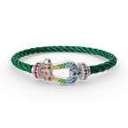 [LUXE JEWELRY]FORC LARGE HORSESHOE  COLORED DIAMOND BRACELET SILVER