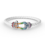 [LUXE JEWELRY]FORC LARGE HORSESHOE  COLORED DIAMOND BRACELET SILVER