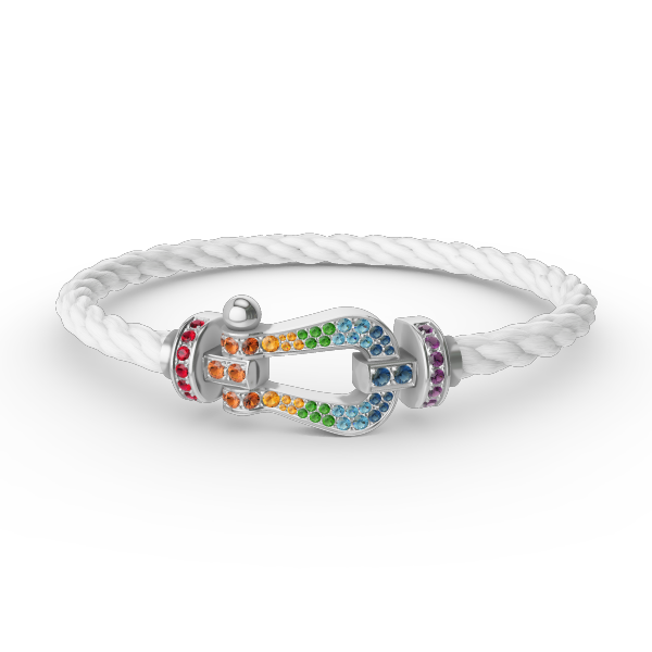 [LUXE JEWELRY]FORC LARGE HORSESHOE  COLORED DIAMOND BRACELET SILVER